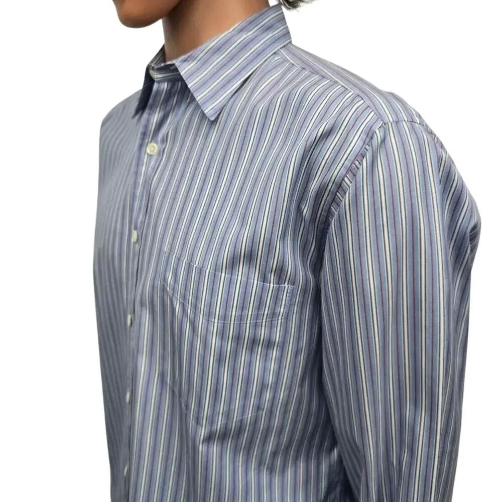 J. Crew Oarsman Label Vintage 90s Dress Shirt Men 16 -35 Blue Red White Striped